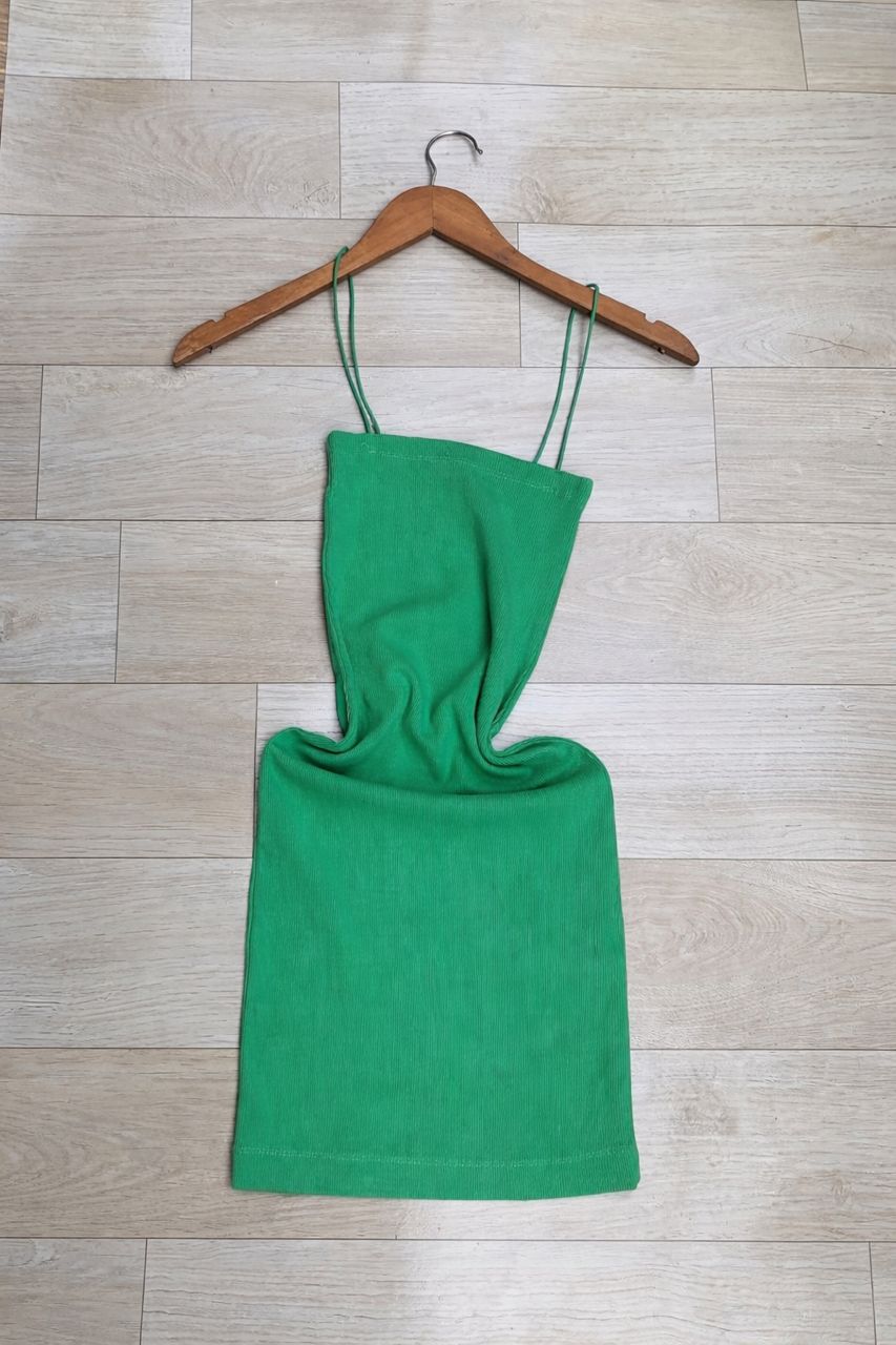 Green camisole dress